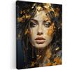 MuchoWow© Stampa Foto su Tela Quadro Moderno Soggiorno Quadretti da Parete | 30x40 cm - Decorazioni Casa Donna - Oro - Arte - Lusso - Ritratto