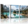 WENGTIAO 3 Pezzi Lago Montagna Paesaggio Quadro su Tela Incorniciato | Stampa su Tela Paesaggio Naturale di Foresta Quadri Moderni Soggiorno Camera da Letto Decorazioni Parete 30x40cmx3