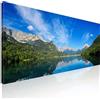 CheQuadro! Quadro lago di montagna, quadro xxl, decorazione da parete, quadro moderno soggiorno, Lago che rispecchia aspre montagne in acque incontaminate mow14-100x40 cm