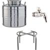 eacommerce Contenitore Bidone Fusto per Olio in Acciaio Inox Olivà con Tappo ermetico a Vite … (Fusto + Rubinetto + Supporto, 50 Litri)