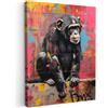 MuchoWow© Stampe su Tela moderne Quadro Moderno Soggiorno Quadretti da | 50x70 cm - Parete Room Decor Graffiti - Scimpanzé - Animali - Street art - Banksy