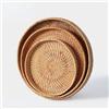 Generic 1 set di 3 vassoi rotondi in rattan intrecciato a mano con bordo rialzato, organizer per tavolino da caffè, snack, tè, 28 cm