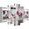 B&D XXL - Quadri Moderni per Soggiorno Grandi, Fiori Orchidea, 150x75 cm | Chiodi Inclusi, 5 Pezzi, Quadro Moderno, Pannelli Decorativi per Pareti, Decorazione da Parete, Resistenti Allo Sbiadimento