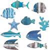 HINGTAI 10 pezzi di decorazioni da parete vintage a forma di pesce in legno con colla a punti, squisite e romantiche decorazioni da parete nautiche, forniture per la disposizione delle scene di feste a tema