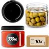 KADAX Set di 10 vasetti per marmellata in vetro 330ml Ø82 nero - tappo a vite ermetico, per marmellate, miele, confetture e bomboniere