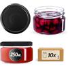 KADAX 10 vasetti da 250 ml con coperchio a vite da 82 mm, lavabili in lavastoviglie, in vetro a parete spessa (nero opaco)