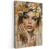 MuchoWow© Quadro Camera Da Letto Quadri Soggiorno Decorazione Parete Quadri | 80x120 cm - Moderni Su Tela Stampe Foto Con Cornice Quadretti Poster Casa Donna - Fiori - Oro - Ritratto