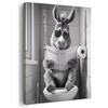 Alptiny WTD - Quadro da parete per bagno con asino su WC, 30 x 40 cm, con cornice in legno di pino, divertente decorazione da bagno con , stampa HD, non stinge e resistente all'umidità