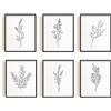 INFUNLY Set di 6 stampe artistiche da parete con fiori astratti, senza cornice, stile nordico, pittura con piante, 20,3 x 25,4 cm, stampa minimalista con foglie, poster da parete per camera da letto