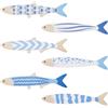 UNICRAFTALE 6 Pezzi Pesce di Legno Decorazione da Parete Spiaggia Arte della Costa Decorazione Nautica da Spiaggia Scultura di Pesce Blu Sculture di Pesce Appese Decorazione da Parete Per Casa Camera