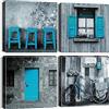 Artscope Stampe e Quadri su Tela 4 pz. Blu e Grigio Immagine Fotografia Murale Tela Wall Art Bel Regalo per Home Decor Ristorante Cucina Regalo di Anniversario Compleanno 30x30CM