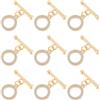 Beebeecraft 10 Set di Piccole Chiusure A Levetta Placcate in Oro 18K con Zirconi Cubici Chiusura A T Connettore Terminale per Bracciale Collana Creazione di Gioielli Fai da Te