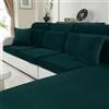 CYCMACO Velluto Copriseduta Divano Elasticizzato, Universale Copricuscini Divano Antiscivolo, Copridivano Cuscini Separati, Soft Sofa Seat Cover Lavabili(3 Posti, Verde Scuro)