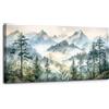 MHARTK66 Quadri Moderni Soggiorno Grandi, 50x100 cm Stampe da Parete Verde Paesaggio Montano, Acquerello Quadro Camera da Letto Su Tela Decorazioni Parete Bagno Cucina Ufficio Sala Da Pranzo