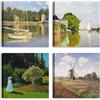 LuxHomeDecor Set di 4 quadri 30x30 cm - stampa su tela con telaio in legno stile impressionista - Claude Monet