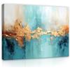 WallArena Stampe su tela 60x40 cm | Cucina Arte astratta Oro Blu, Stampa su tela, Immagine su tela, Dimensioni: 60x40 cm (LxA) - un pezzo su tela