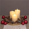 Lotti Set 3 Candele Cilindriche MF Moving Flame a Coste aVORIO