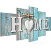 Runa Art Murali Da Parete Home 5 Pezzi Quadro Tela Non Tessuta Decorazione Soggiorno Effetto Legno Turchese Grigio 014852b