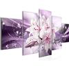 Runa Art Murali Da Parete Fiori Gigli 5 Pezzi Quadro Tela Non Tessuta Decorazione Soggiorno Diamante Viola 020152b