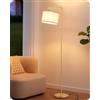 EDISHINE Lampada da Terra Soggiorno, LED 2700K Inclusa, Paralume Lino, Oro | Lampada da Terra ad Arco con Paralume Regolabile, Attacco E27, Interruttore a Pedale, per Camera, Cameretta, Ufficio, 160 cm