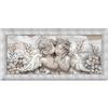Lupia - Quadro Moderno su tela con Cornice PRINCE Multicolor ANGELS IN FLOWERS MIX SILVER, con Glitter brillantini, 63x133 cm, per Soggiorno, Camera da Letto Testata, Capezzale, Design Elegante