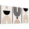 HALFLEMART 3Pcs Stampa su tela Con Cornice Boho di Metà Secolo Pittura Neutro Geometrico Astratto Quadri su tela Nero Beige Minimalista Quadri Moderni Soggiorno Camera da Letto Stampe da Parete 50x70cm x3pcs
