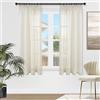 Topfinel Tende per Interni 2 Pezzi 140x160cm Camera da Letto e Soggiorno Finestra Camerette Bambini Voile Trasparenti con Bastoni Tenda a Panello Leggere Morbido Crema