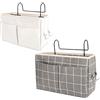 Rhinocerosdance Tasche Portaoggetti da Letto Appendibile 2 pezzi Organizer per Borse Comodini Camera da Letto Sospeso Porta Riviste Appeso (Griglia Bianca + Grigia)
