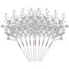 JECOMPRIS Rami Decorativi Natalizi Bacche Argento Glitterate in Schiuma, 10 Pezzi | Centro Tavola e Decorazioni Invernali, Addobbi per Albero, Stile Festivo, Uso Stagionale