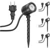 ledscom.de 4 piccoli faretti LED da giardino con picchetto TARL per esterni, IP65, neri, 4,1 W, 351 lm, bianco freddo