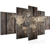 Runa Art Murali Da Parete Mappa Del Mondo 5 Pezzi Quadro Tela Non Tessuta Decorazione Soggiorno Look In Legno Brown Beige 035052b