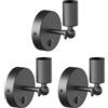 ledscom.de 3x applique FETRO, interruttore, nero opaco, rotondo, 1x E27 max. 60W