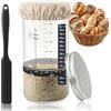 Euablfo Set di Base per Lievito Naturale,35oz/1000ml Barattolo di Pasta Madre con Nastro di Alimentazione, Termometro, Coperchio, Spatola in Silicone,per la Cottura Casalinga