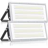 YIQIBRO Faretto LED da Esterno 100W 10000LM 6500K Faro LED Esterno, 2 Pezzi | IP67 Impermeabile Lampade LED con Trasformatore, 6500K Bianco Freddo Luce LED Esterno Per Giardino Garage Fabbrica Stadio
