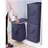 Generic Confezione da 3 contenitori resistenti con cerniera, impermeabili, per traslochi e viaggi, con manici pieghevoli rinforzati, per vestiti, lenzuola, coperte, salvaspazio, design verticale, blu scuro