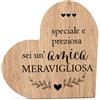 VELORAH Regalo Amica in Legno di Faggio, Cuore Decorativo Autoportante con Dedica, Idea Regalo Migliore Amica Compleanno, Natale e Amicizia, Made in Italy
