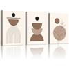 WENGTIAO 3 Pezzi Boho Astratto Geometrico Quadro su Tela Incorniciato | Stampa su Tela Astratto Beige Caffè Marrone e Nero Quadri Moderni Soggiorno Camera da Letto Decorazioni Parete 40x60cmx3