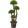 COSTWAY Albero Cipresso Artificiale da Interno ed Esterno 90 cm | Pianta Finta con Tronco in Rattan e Vaso Riempito di Cemento, per Casa, Negozio e Ufficio