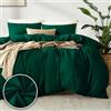 puredown 1PCS Copripiumino Singolo 240x220cm+ 2PCS Federe in Microfibra 65x65cm, Set di Copripiumino Monocromatica per Letto Singolo, Traspirante, Morbida, Oeko-Tex, Verde scuro