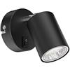ledscom.de Spot a parete WAIKA, luce singola, con interruttore, GU10, nero opaco, incl. lampada LED GU10 (bianco, 2,076W, 206lm, 110°)