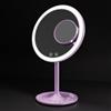 EMKE® Specchio cosmetico viola con illuminazione, 3 colori di luce, dimmerabile, 1 X / 3 X specchio cosmetico illuminato, girevole a 90° + LED ricaricabile USB, specchio da tavolo Macaron per trucco e