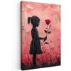MuchoWow© Stampe su Tela moderne Quadro Moderno Soggiorno Quadretti da | 40x60 cm - Parete Room Decor Graffiti - Ragazza - Rosa - Street art - Banksy