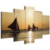 B&D XXL - Quadri Moderni per Camera da Letto, Barche Vela, 150x75 cm | Chiodi Inclusi, 5 Pezzi, Quadro Moderno, Pannelli Decorativi, Murale Arte, Tramonto, Resistenti Allo Sbiadimento, Spiaggia
