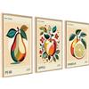ag.art deco Set di 3 Quadri Moderni 21x30cm Senza Cornice Legno MDF Robusto | Frutta Retrò, Decorazione da Parete, per Soggiorno e Camera da Letto, Design Moderno, Vetro Protettivo, Cornice Resistente