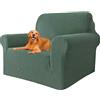 YSTELLAA Natale Copridivano 1 Posto Con Braccioli, Copridivani per Divani Elasticizzato e Lavabili, Copri Divano Antigraffio per Cani e Domestici (Verde, Divano Larghezza 81cm-120cm)