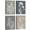 HALFLEMART 4Pcs Stampa su tela Con Cornice Boho Botanico Floreale Rustico Pittura Vintage Minimalista Neutro Fiore Quadri su tela Poster da parete Quadretti Quadri Moderni Soggiorno Camera da letto 30x40cm x4