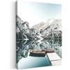 MuchoWow© Quadro Camera Da Letto Quadri Soggiorno Decorazione Parete Quadri | 30x40 cm - Moderni Su Tela Stampe Foto Con Cornice Quadretti Poster Casa Paesaggio - Barca - Inverno - Montagne