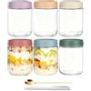 Zbozzba 6 bicchieri Overnight Oats Meal Prep,450 ml | adatti per servire fiocchi d'avena, frutta,yogurt, insalata o semi di chia,Include un cucchiaio e un pennarello bianco