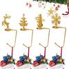 TNBRUA 4 Pz Ganci di Natale Porta Calze, Antiscivolo Supporto per Calza di Natale, per Mensola del Camino Clip di Calze di Natale 4 Stili Impugnature Metallo Antiscivolo per Calze da Camino(Oro)