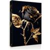 Galmcook Quadro su tela con cornice - Quadro da parete 30 x 40 cm Rosa nera in oro stampa su tela Quadro per soggiorno o camera da letto Quadro moderno con ganci e senza tracce unghie